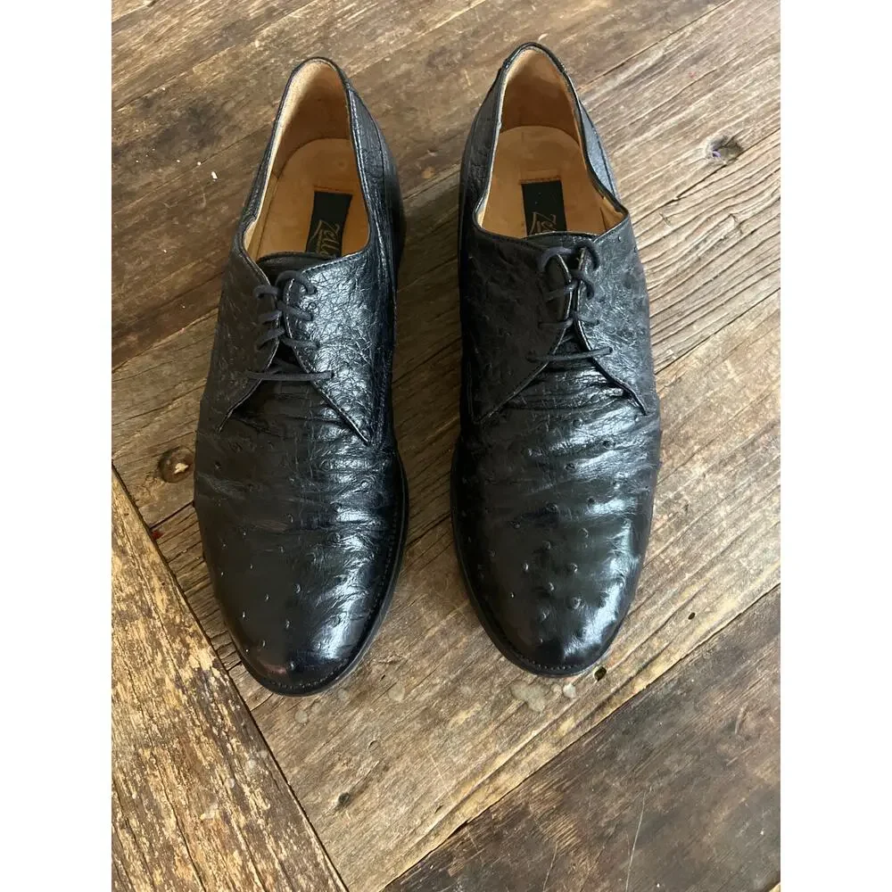 Zelli Made in Italy Ostrich Quill Oxford Casual Dress Shoes Size 8 M JL